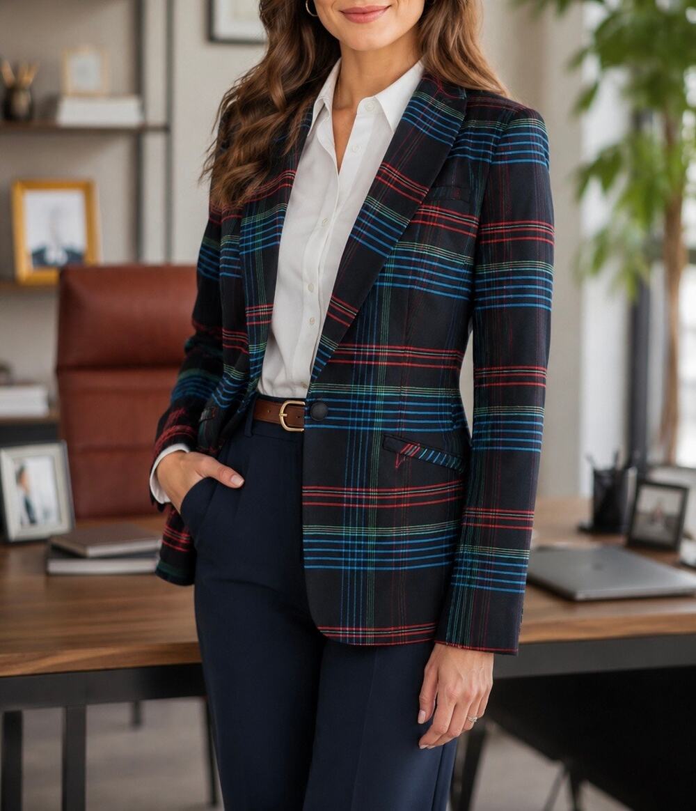 Cabi 3850 Plaid Blazer Preppy Business Office Career Tartan Jacket Size Medium